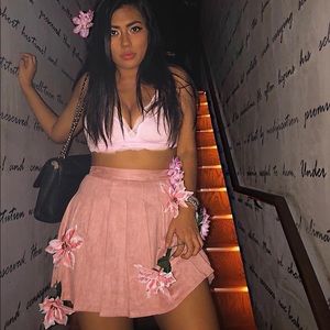 Pink school girl suede skirt used once! 10/10